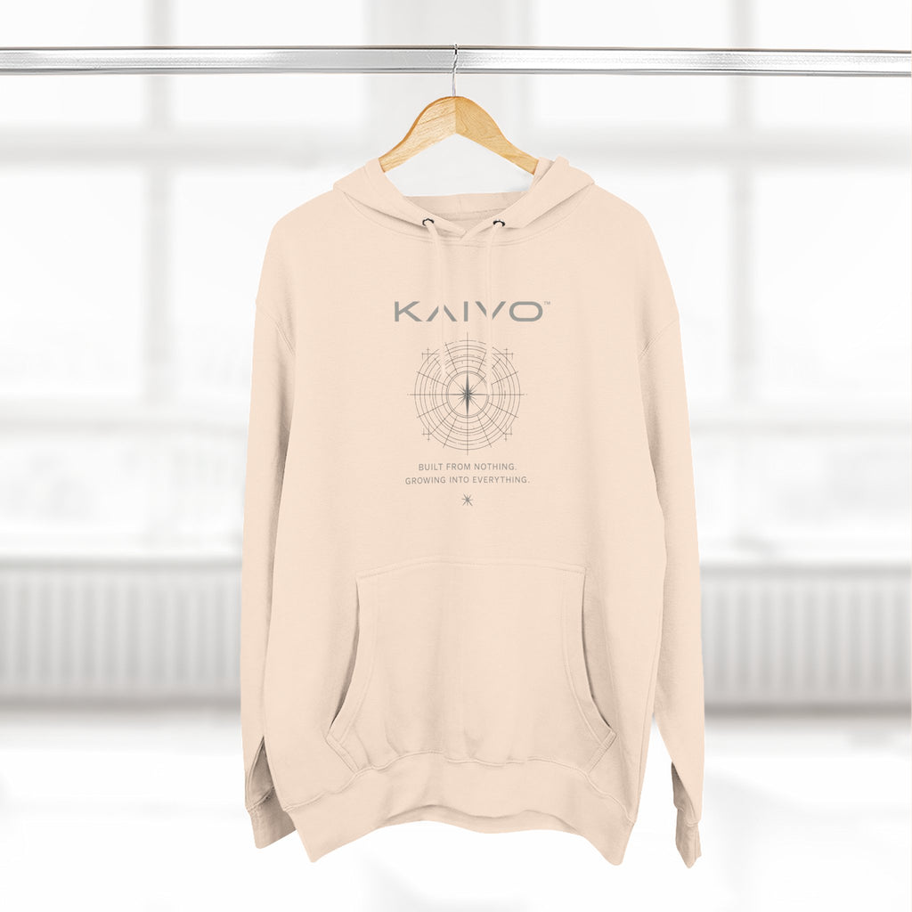 KAIVO Compass Graphic Hoodie — Minimalist Sci‑Tech Chest & Back Print