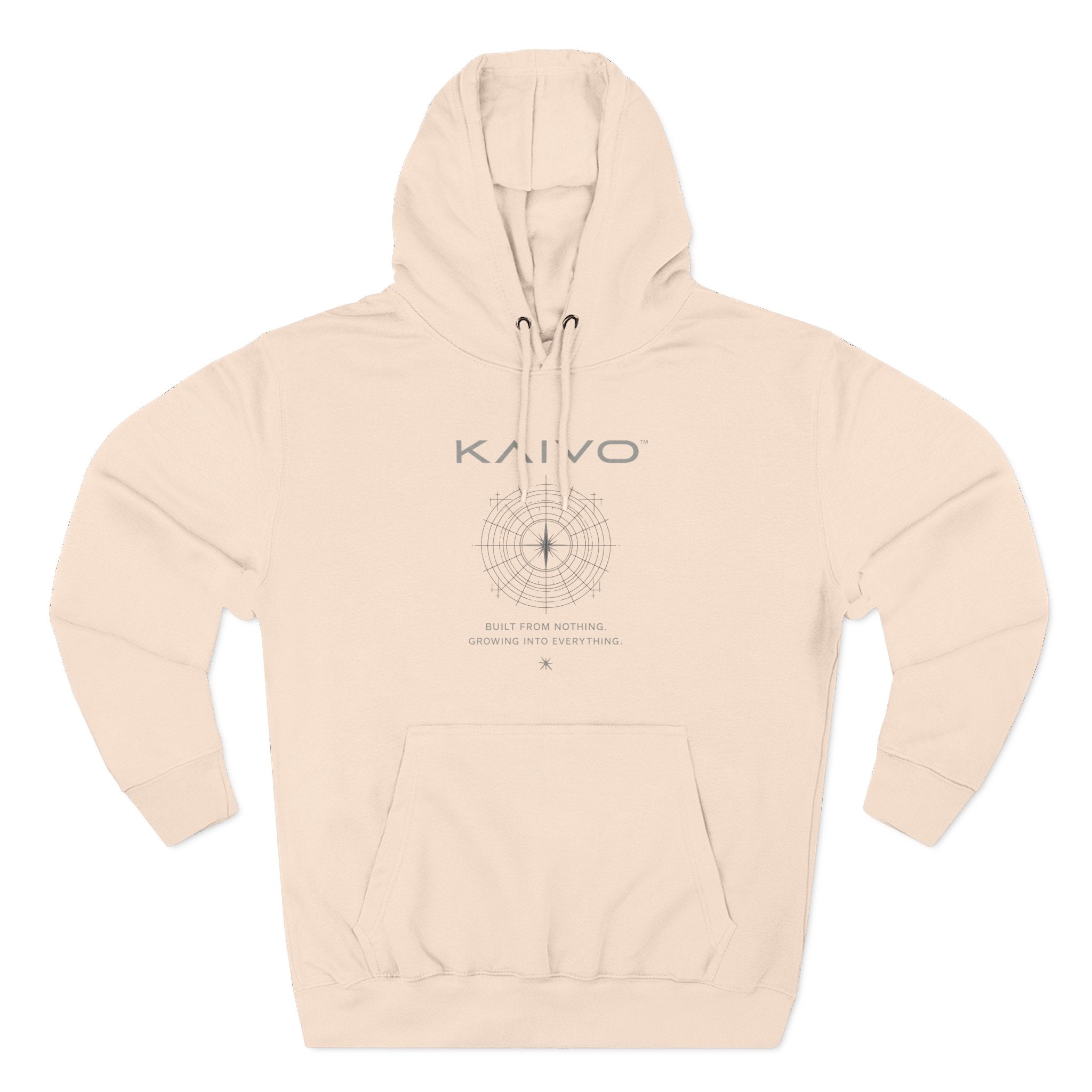 KAIVO Compass Graphic Hoodie — Minimalist Sci‑Tech Chest & Back Print