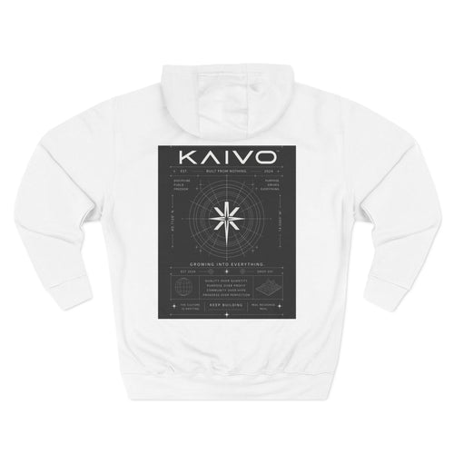 KAIVO Compass Graphic Hoodie — Minimalist Sci‑Tech Chest & Back Print