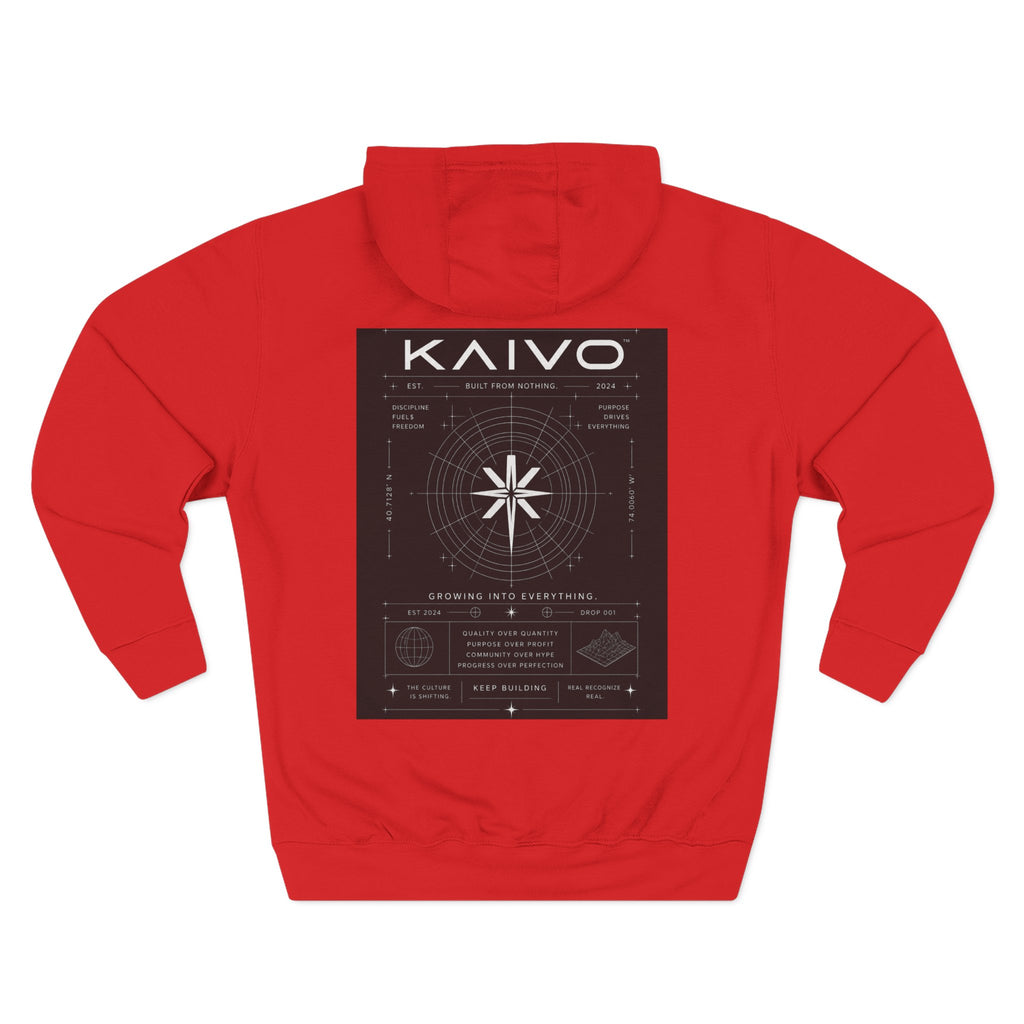 KAIVO Compass Graphic Hoodie — Minimalist Sci‑Tech Chest & Back Print