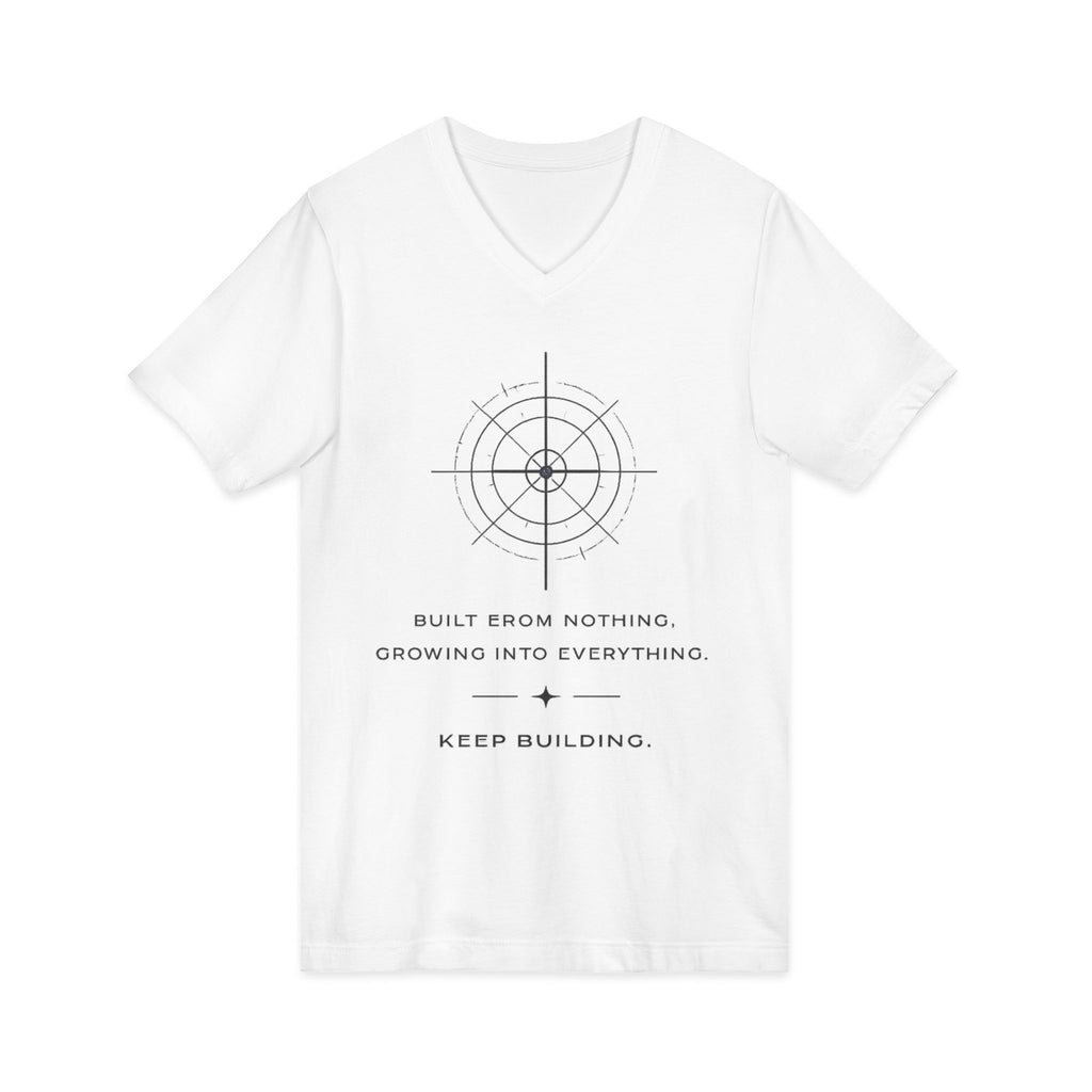 Motivational Compass V-Neck Tee — “Built From Nothing. Keep Building.”