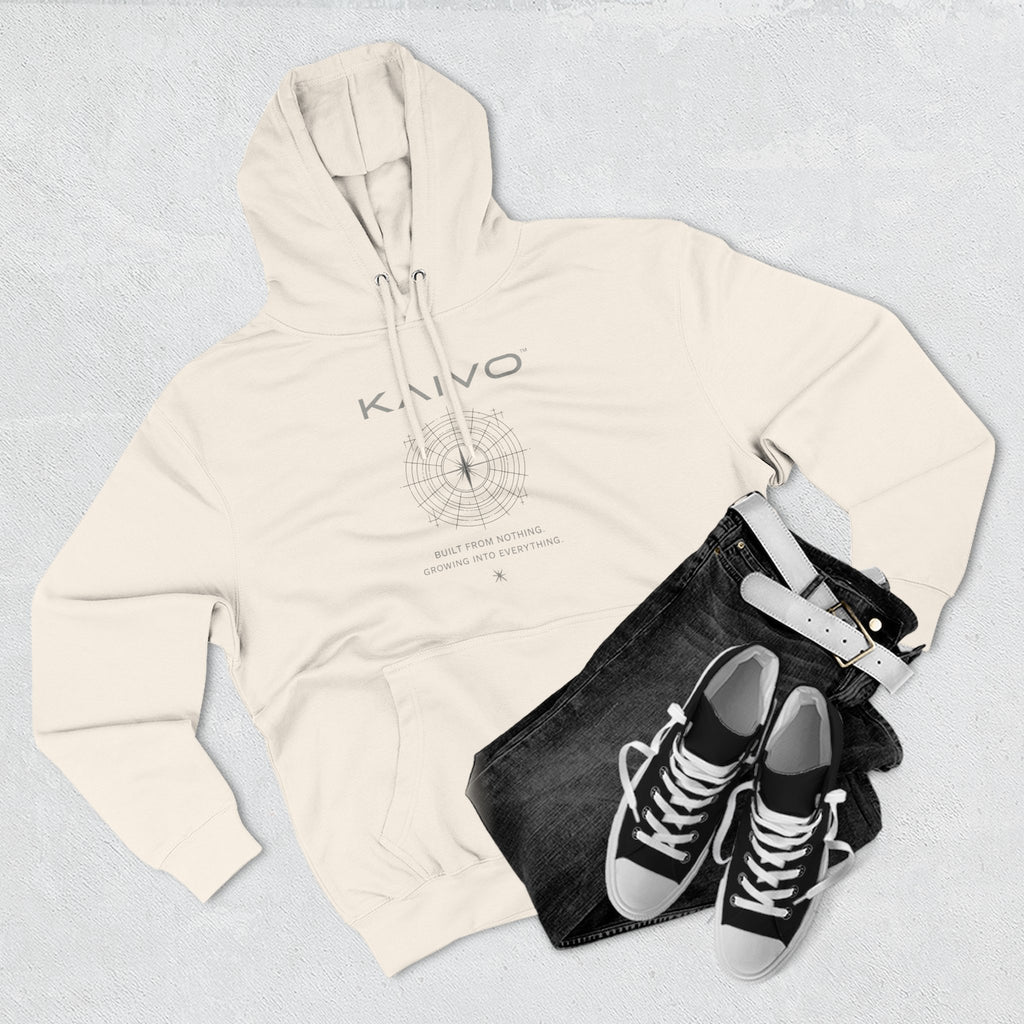 KAIVO Compass Graphic Hoodie — Minimalist Sci‑Tech Chest & Back Print
