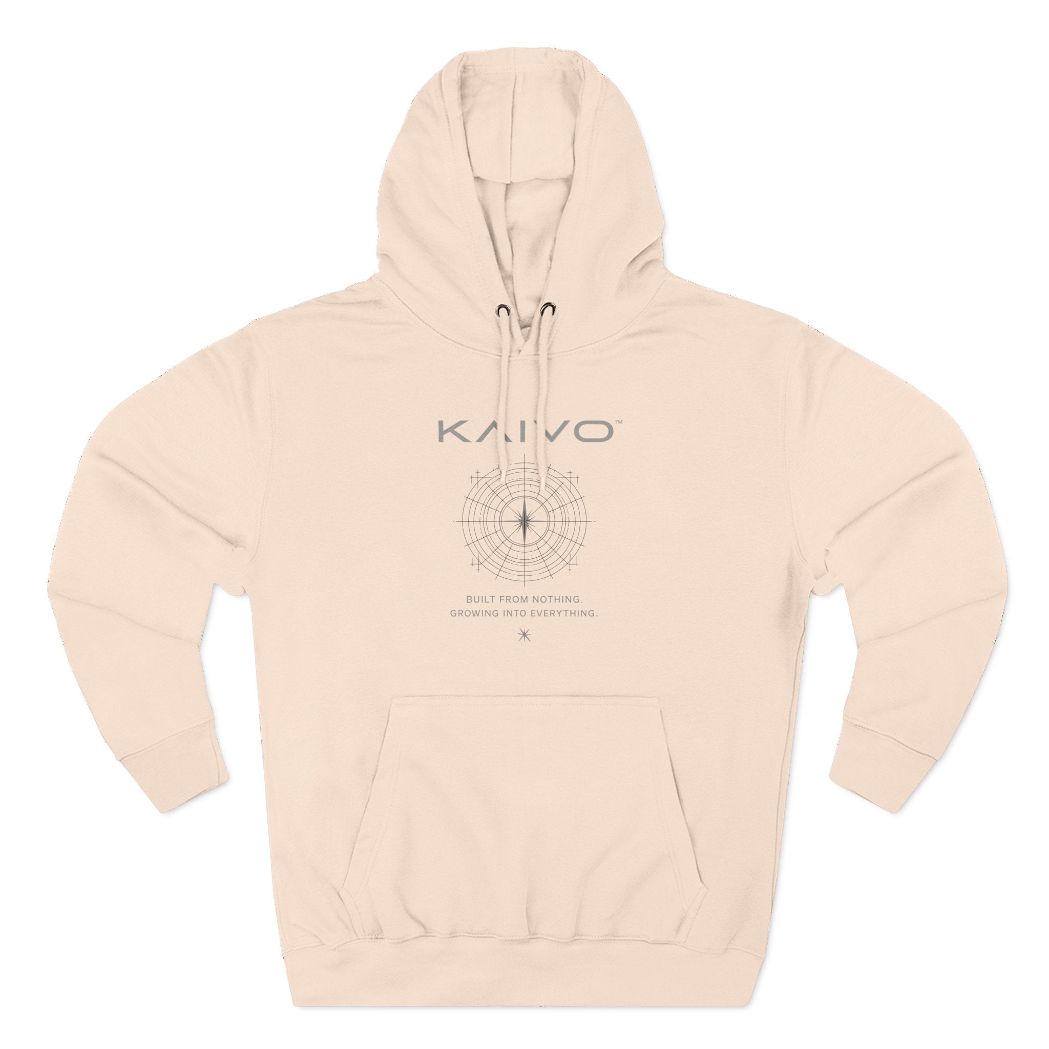KAIVO Compass Graphic Hoodie — Minimalist Sci‑Tech Chest & Back Print