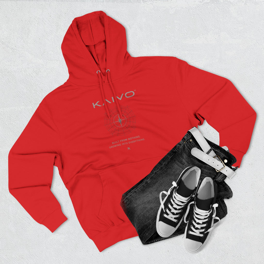 KAIVO Compass Graphic Hoodie — Minimalist Sci‑Tech Chest & Back Print