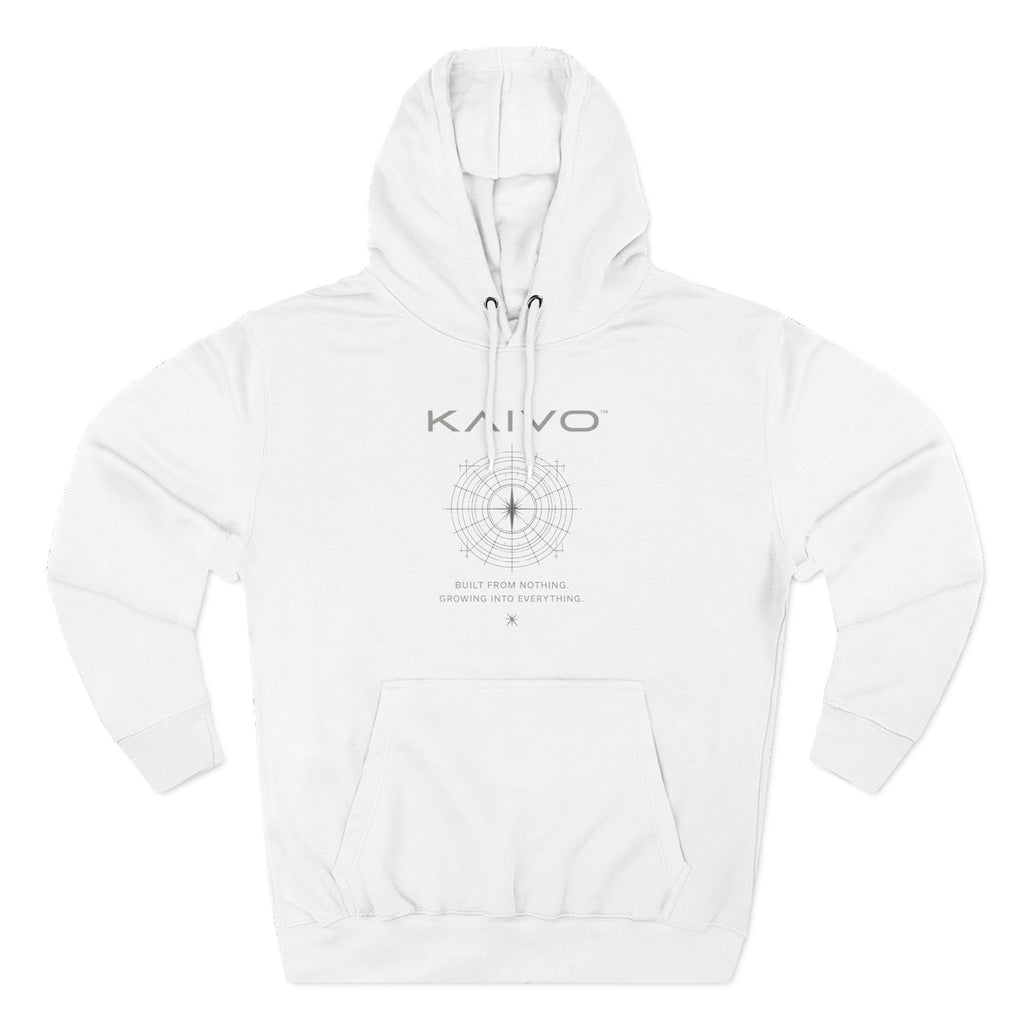 KAIVO Compass Graphic Hoodie — Minimalist Sci‑Tech Chest & Back Print