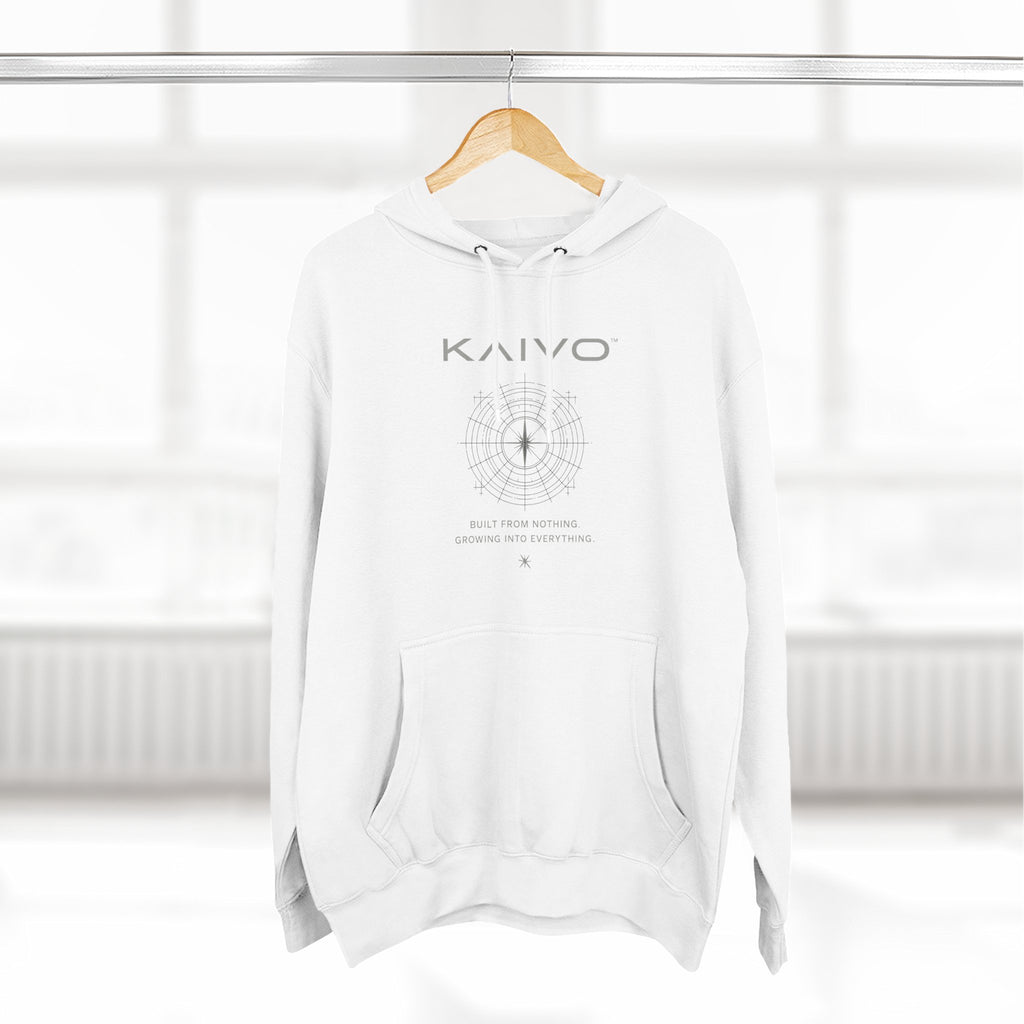 KAIVO Compass Graphic Hoodie — Minimalist Sci‑Tech Chest & Back Print