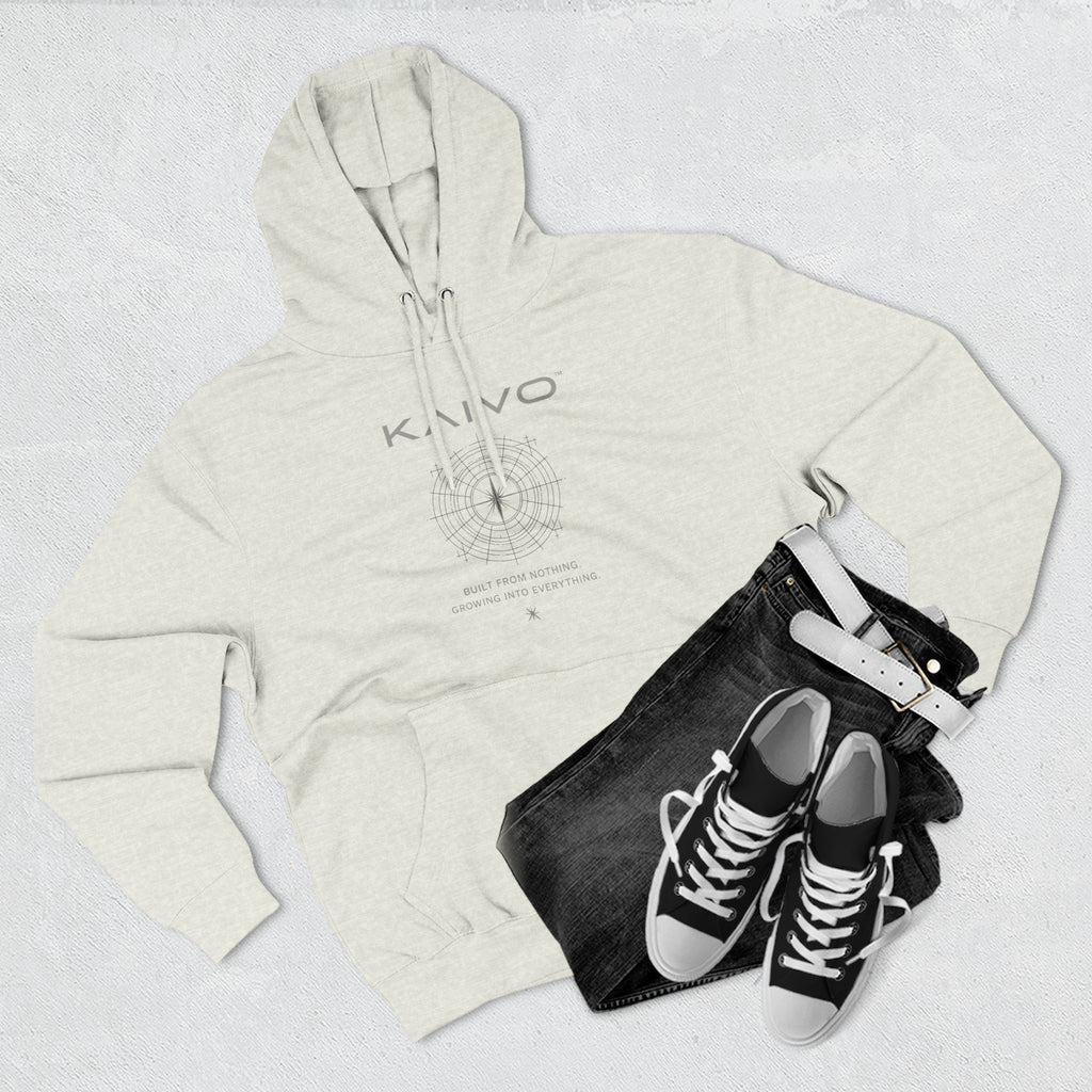 KAIVO Compass Graphic Hoodie — Minimalist Sci‑Tech Chest & Back Print
