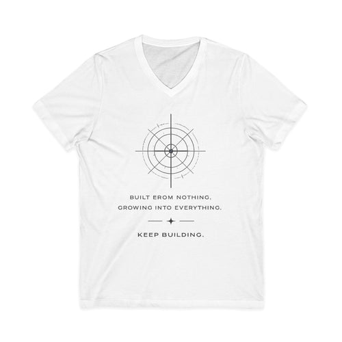 Motivational Compass V-Neck Tee — “Built From Nothing. Keep Building.”