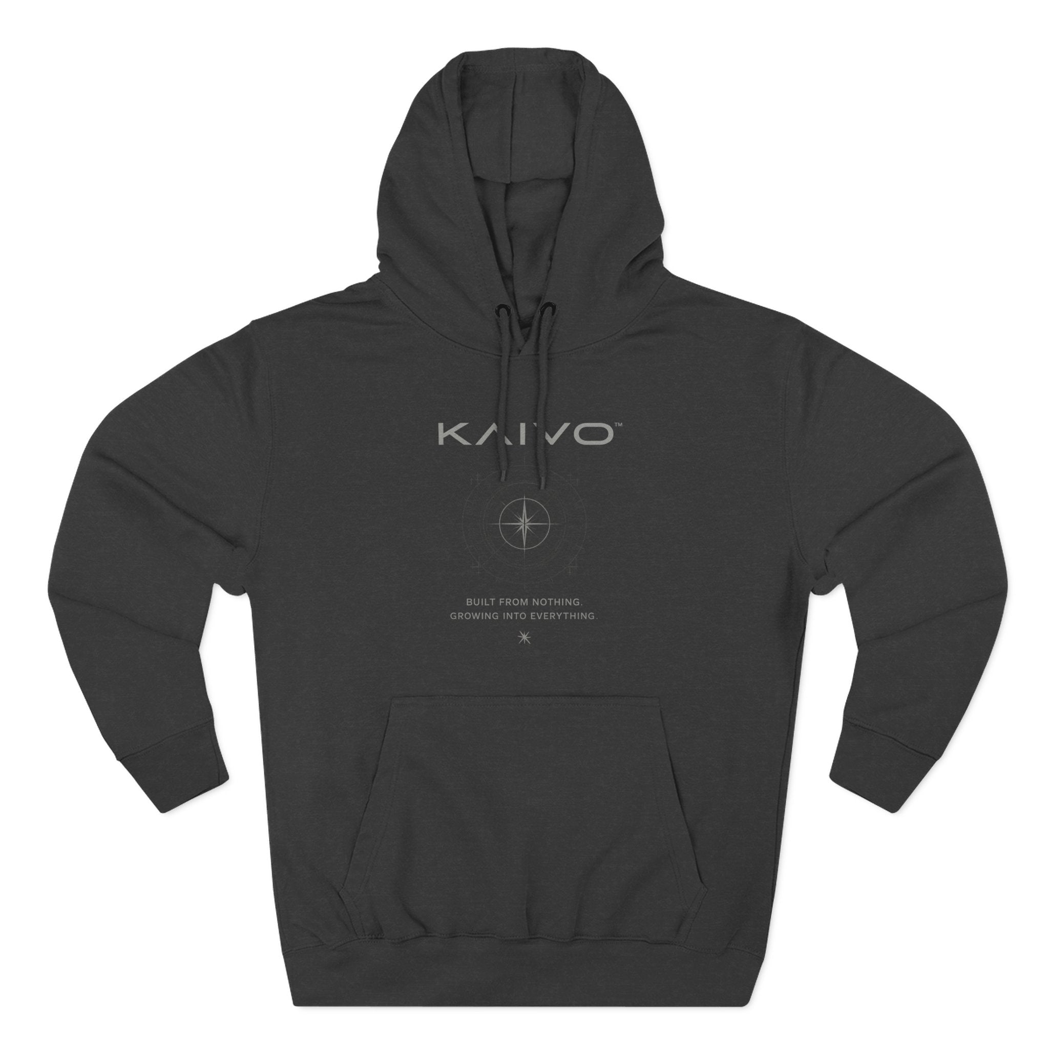 KAIVO Compass Graphic Hoodie — Minimalist Sci‑Tech Chest & Back Print