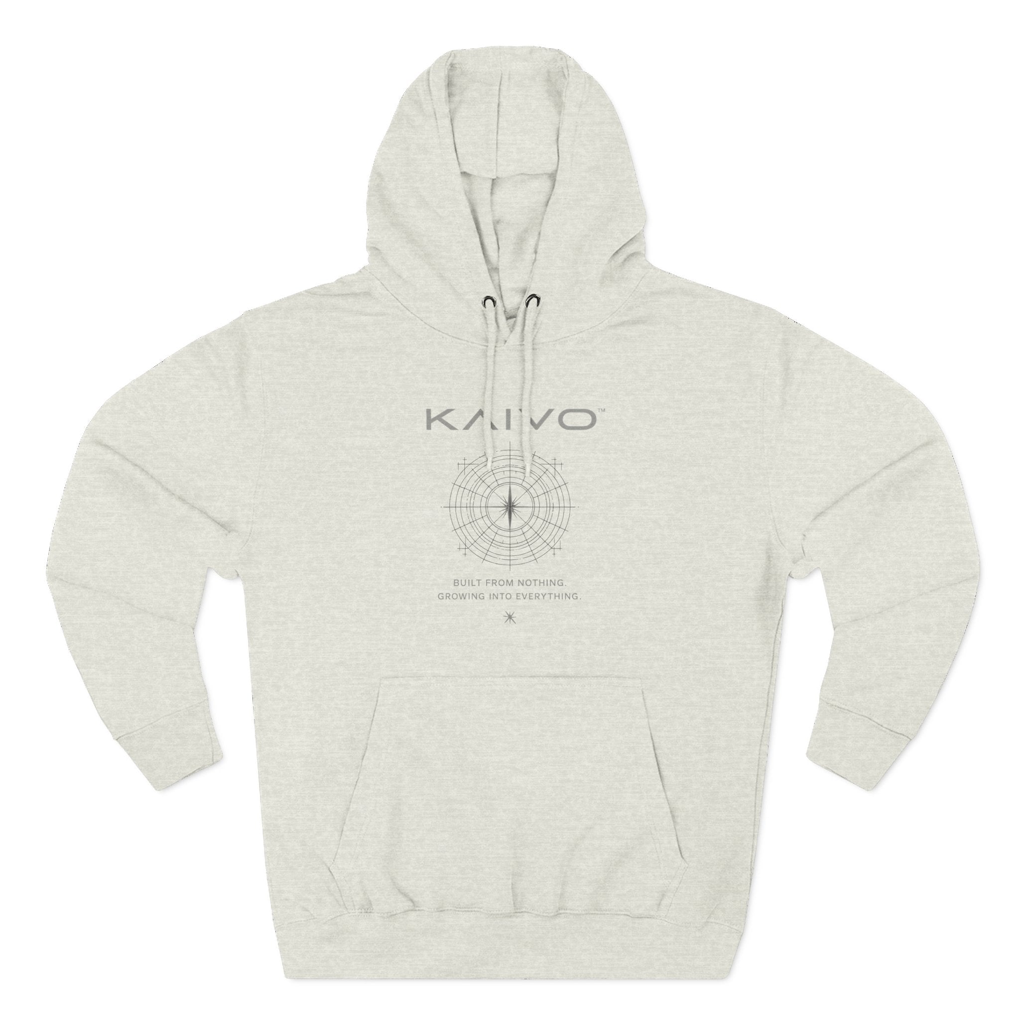 KAIVO Compass Graphic Hoodie — Minimalist Sci‑Tech Chest & Back Print