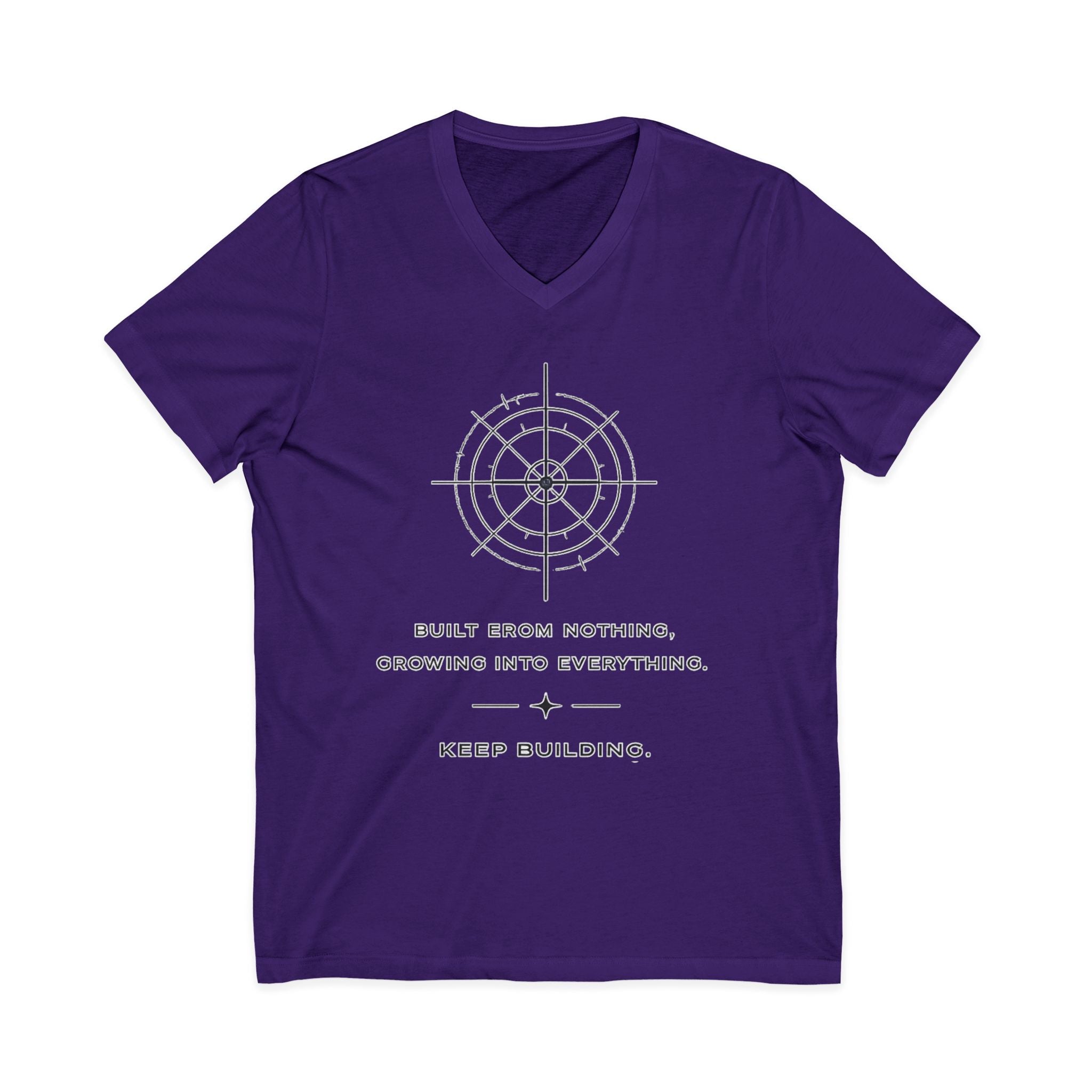 Motivational Compass V-Neck Tee — “Built From Nothing. Keep Building.”