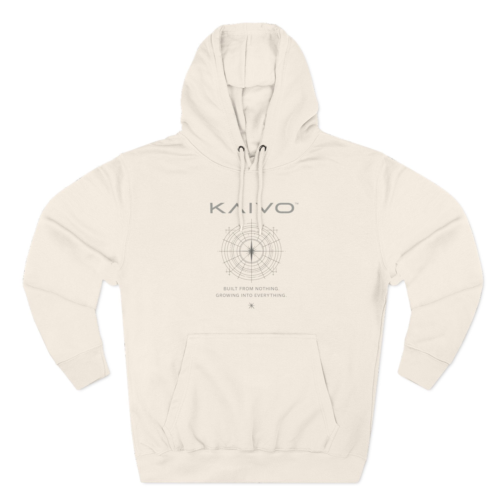 KAIVO Compass Graphic Hoodie — Minimalist Sci‑Tech Chest & Back Print