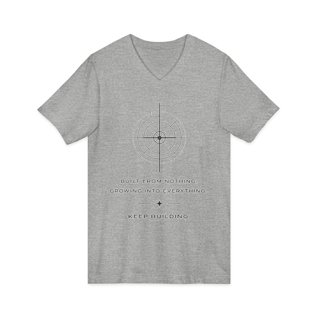 Motivational Compass V-Neck Tee — “Built From Nothing. Keep Building.”