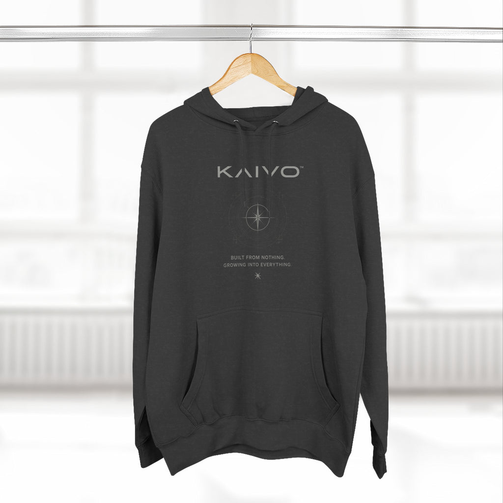 KAIVO Compass Graphic Hoodie — Minimalist Sci‑Tech Chest & Back Print